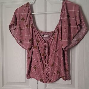 SO Women's Mauve Floral Blouse